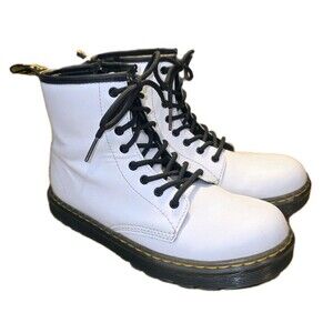 DR MARTENS ZAVALA J Sz 5 White Air Wair Bouncing Soles White Lace Up Ankle Boots
